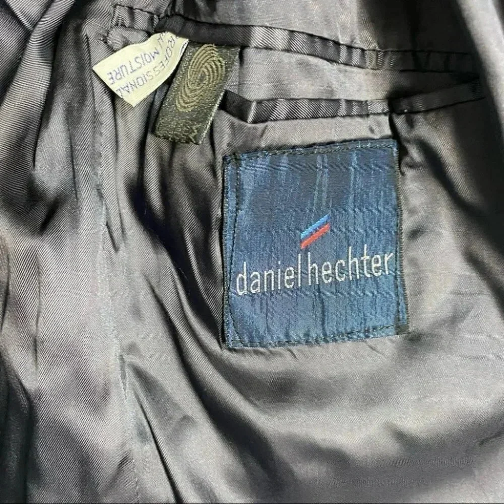 Daniel Hechter Blazer 39R Charcoal Gray Pure New Wool‎ Two Button Suit Jacket